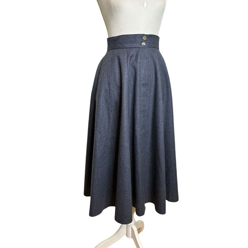 Vintage HARVE BENARD Pure Wool Midi Skirt A-Line Full Size 6 Gray Union Made